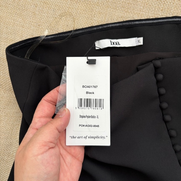 NWT Because of Alice BOA Strapless Peplum Bodice + Effortless Wide Leg Trouser - Picture 3 of 14